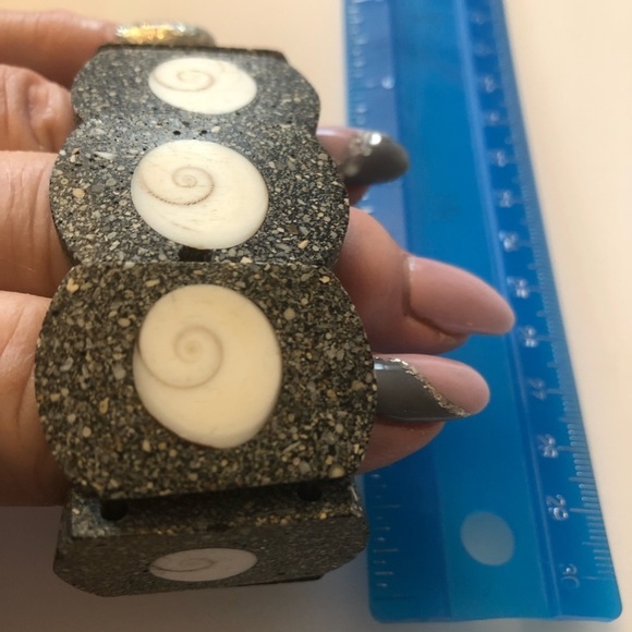 Eye of Shiva Organic Stretch Bracelet with Healing Granite Moonstone Chakra - Picture 6 of 8